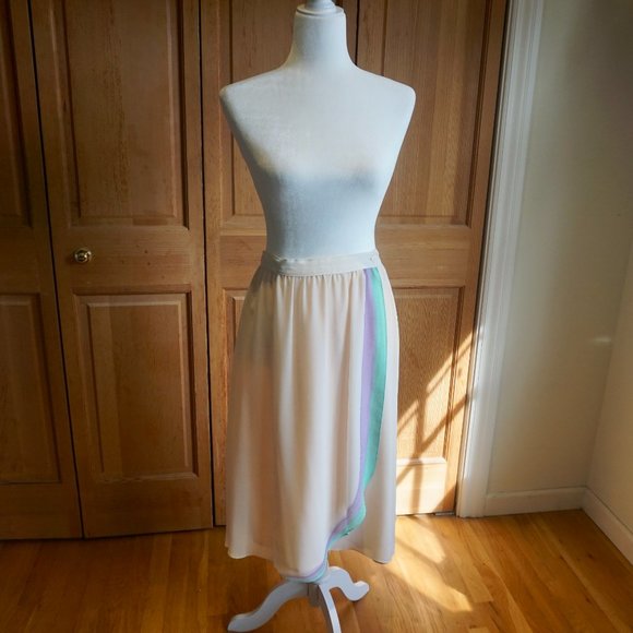 💚 VINTAGE ZIZI | BARBARA CHODOS Stripe Wrap Skirt - Picture 3 of 13